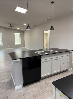 Interior, Kitchen, Pendant Lights, Recessed Lighting, Wood Texture Flooring
