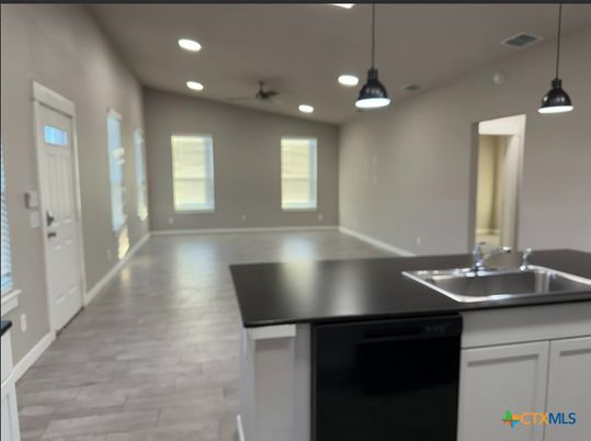 Interior, Kitchen, Pendant Lights, Recessed Lighting, Wood Texture Flooring