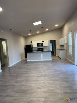 Interior, Kitchen, Pendant Lights, Recessed Lighting, Wood Texture Flooring