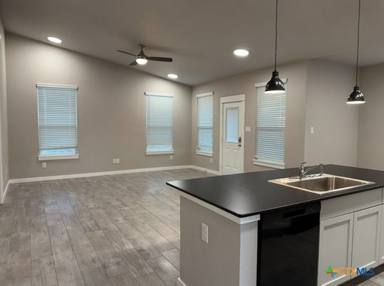 Interior, Kitchen, Pendant Lights, Recessed Lighting, Wood Texture Flooring