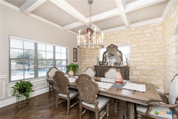 Chandelier, Dining room, Interior, Pendant Lights, Wood Texture Flooring