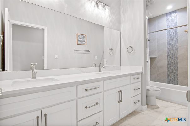Bathroom, Dual Sink Vanities, Interior, Marble, Recessed Lighting