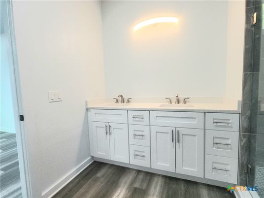 Bathroom, Dual Sink Vanities, Interior, Wood Texture Flooring