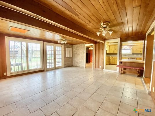 Chandelier, Empty room, Interior, Stone Walls, Wooden Beams, Wooden Ceilings