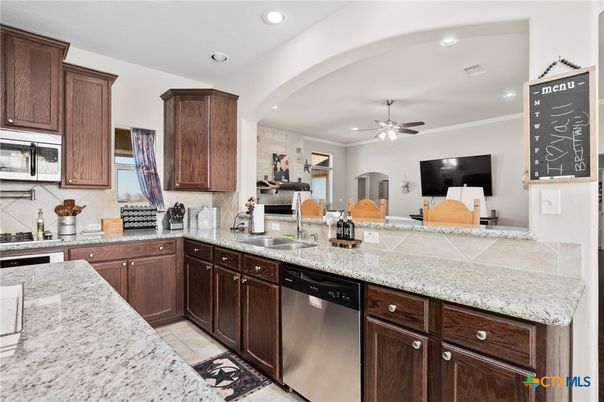 Interior, Kitchen, Recessed Lighting, Tile Countertops