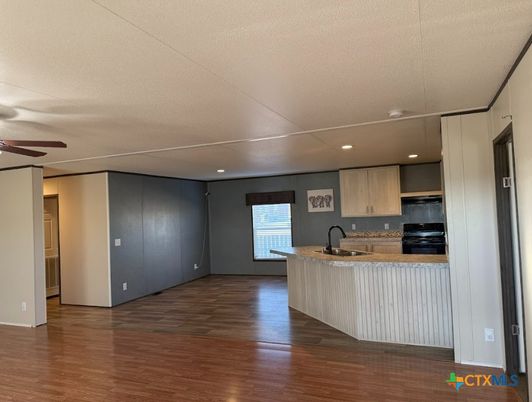 Interior, Kitchen, Recessed Lighting, Wood Texture Flooring