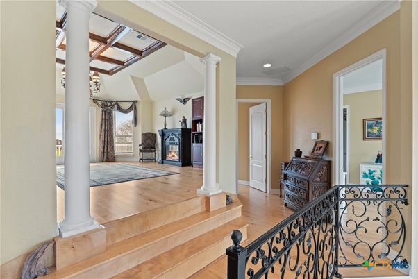 Fireplace, Interior, Recessed Lighting, Wood Texture Flooring