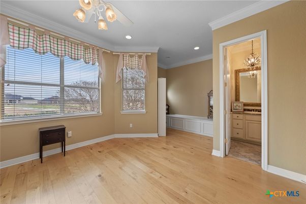 Bathroom, Empty room, Interior, Recessed Lighting, Wood Texture Flooring