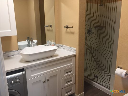 Bathroom, Interior, Washer, Wood Texture Flooring