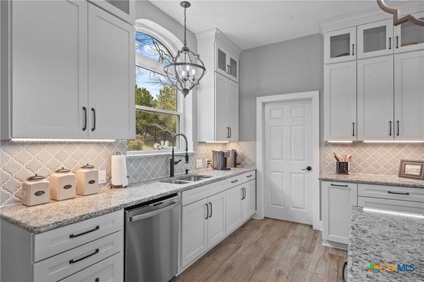 Interior, Kitchen, Pendant Lights, Stainless Steel Appliances, Wood Texture Flooring