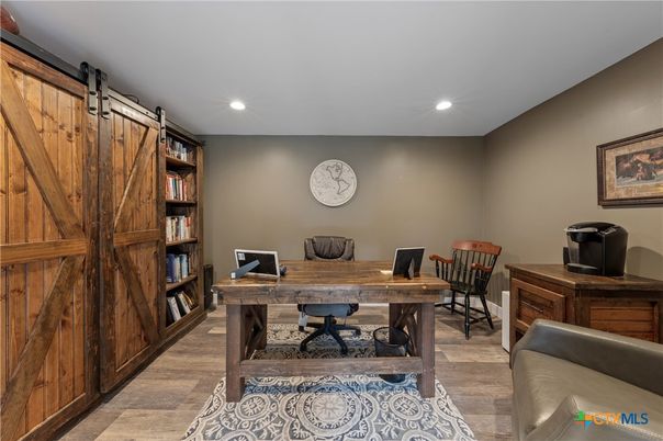 Home Office, Interior, Recessed Lighting, Wood Texture Flooring