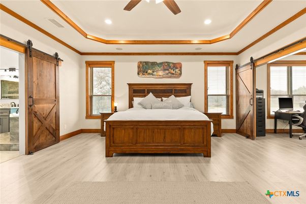 Bedroom, Home Office, Interior, Recessed Lighting, Wood Texture Flooring
