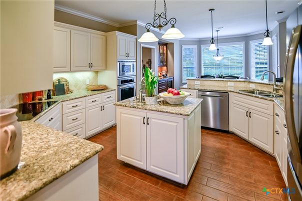 Interior, Kitchen, Pendant Lights, Stainless Steel Appliances, Wood Texture Flooring