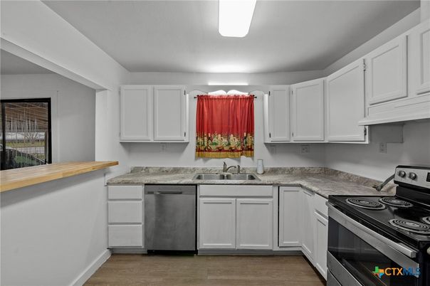 Interior, Kitchen, Stainless Steel Appliances, Wood Texture Flooring