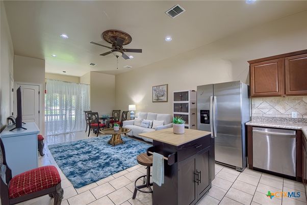 Dining room, Interior, Kitchen, Living room, Recessed Lighting, Stainless Steel Appliances