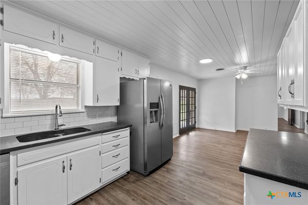 Interior, Kitchen, Recessed Lighting, Wood Texture Flooring