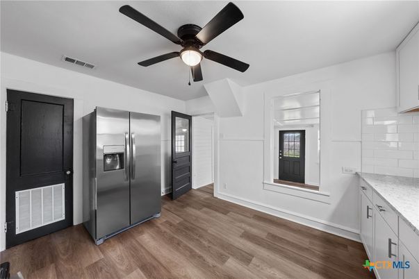 Interior, Kitchen, Stainless Steel Appliances, Wood Texture Flooring