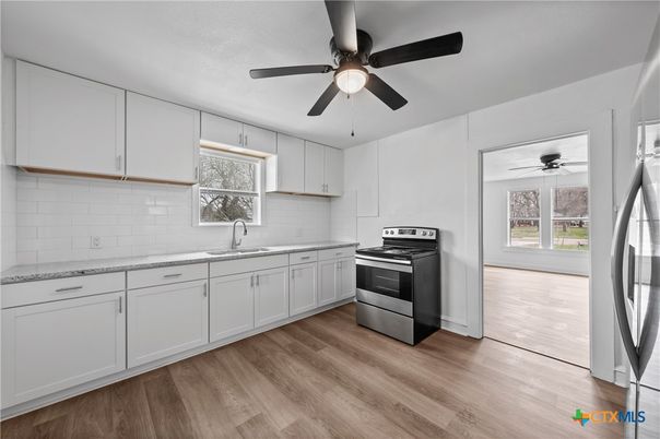 Interior, Kitchen, Stainless Steel Appliances, Wood Texture Flooring
