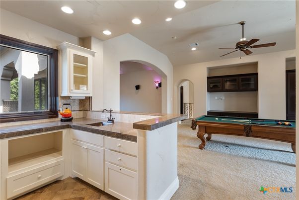Billiard Table, Game Room, Interior, Recessed Lighting, Wood Texture Flooring