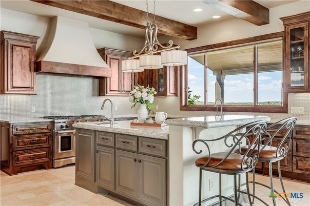 Interior, Kitchen, Pendant Lights, Recessed Lighting, Stainless Steel Appliances, Wooden Beams