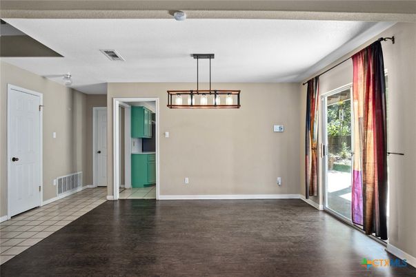 Empty room, Interior, Pendant Lights, Wood Texture Flooring