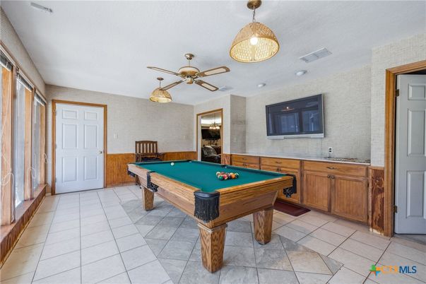 Billiard Table, Game Room, Interior, Pendant Lights