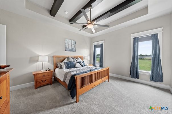 Bedroom, Interior, Recessed Lighting, Wooden Beams