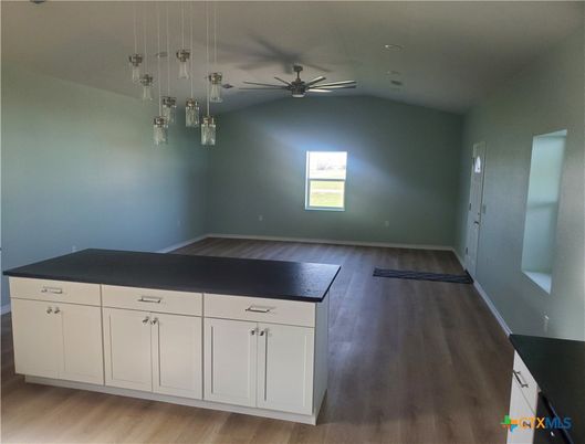 Empty room, Interior, Pendant Lights, Wood Texture Flooring
