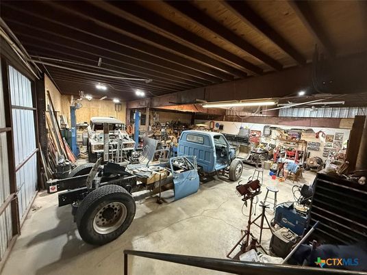Garage, Interior, Recessed Lighting, Wooden Beams