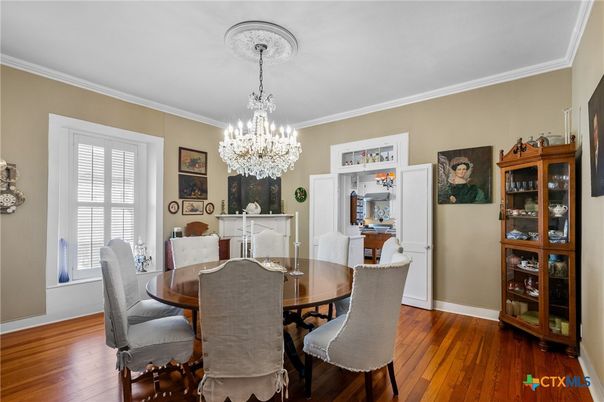 Chandelier, Dining room, Interior, Wood Texture Flooring