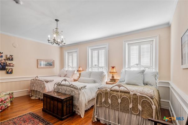 Bedroom, Chandelier, Interior, Wood Texture Flooring