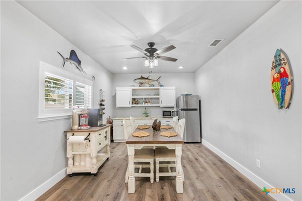 Interior, Kitchen, Recessed Lighting, Wood Texture Flooring
