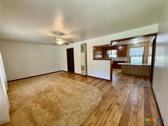 Empty room, Interior, Kitchen, Pendant Lights, Wood Texture Flooring