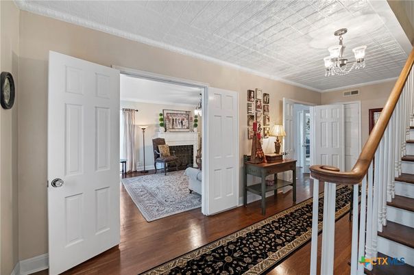 Chandelier, Fireplace, Interior, Wood Texture Flooring