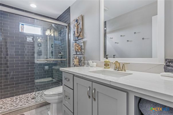 Bathroom, Glass Shower, Interior, Recessed Lighting