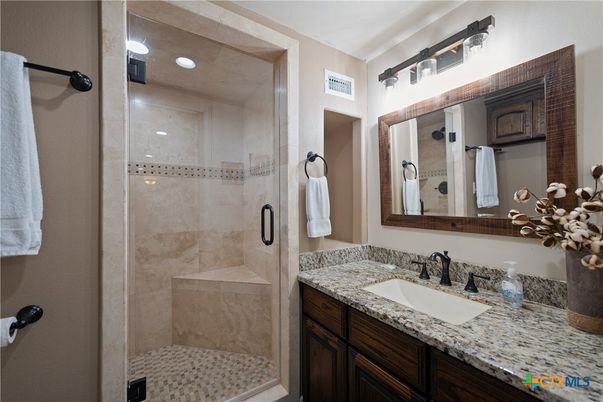 Bathroom, Glass Shower, Interior, Recessed Lighting