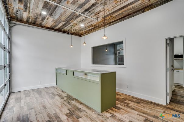 Interior, Kitchen, Pendant Lights, Recessed Lighting, Wooden Ceilings, Wood Texture Flooring