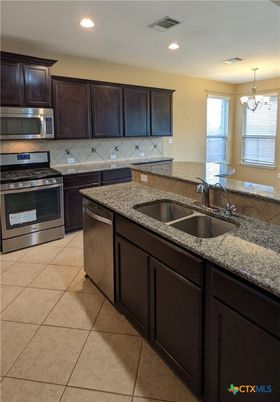Chandelier, Interior, Kitchen, Recessed Lighting, Stainless Steel Appliances