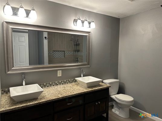 Bathroom, Dual Sink Vanities, Interior, Wood Texture Flooring