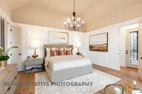 Bedroom, Chandelier, Interior, Wood Texture Flooring