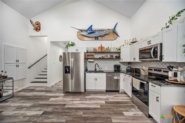 Interior, Kitchen, Stainless Steel Appliances, Wood Texture Flooring