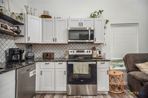 Interior, Kitchen, Stainless Steel Appliances, Wood Texture Flooring