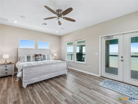 Bedroom, Interior, Recessed Lighting, Water, Wood Texture Flooring