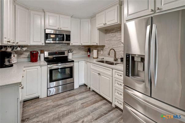 Interior, Kitchen, Stainless Steel Appliances, Wood Texture Flooring