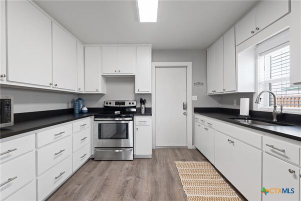 Interior, Kitchen, Stainless Steel Appliances, Wood Texture Flooring
