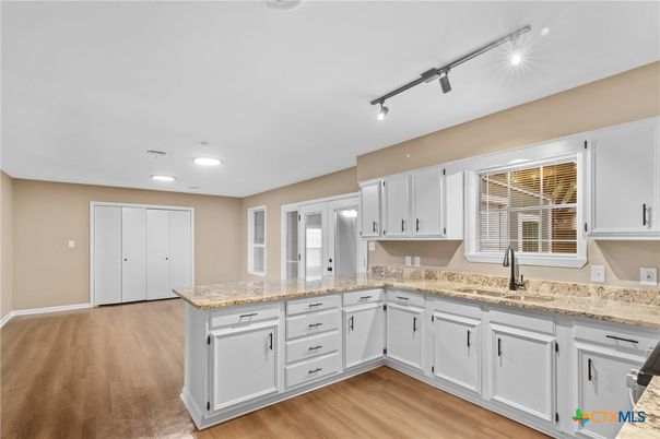 Interior, Kitchen, Recessed Lighting, Wood Texture Flooring