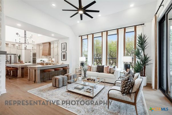 Interior, Kitchen, Living room, Pendant Lights, Recessed Lighting, Wood Texture Flooring