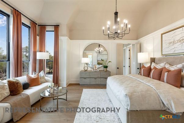 Bedroom, Chandelier, Interior, Wood Texture Flooring