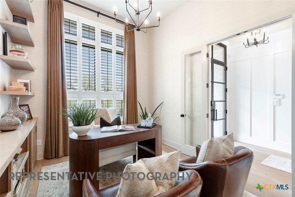 Chandelier, Home Office, Interior, Wood Texture Flooring