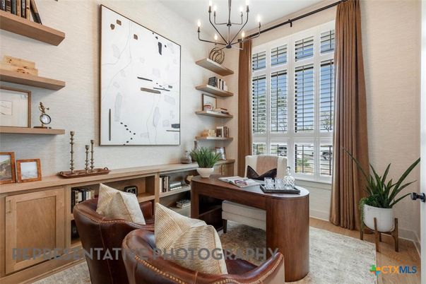 Chandelier, Home Office, Interior, Wood Texture Flooring